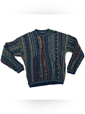 Vintage 3D Knit Tosani Multicolor Coogi Style Sweater Wool Blend Size Large